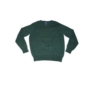 Chaps Cotton Cashmere V-Neck Sweater Mens size Large Green Knit Pullover